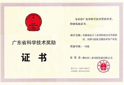 The First Prize of Guangdong Province Science and Technology Award